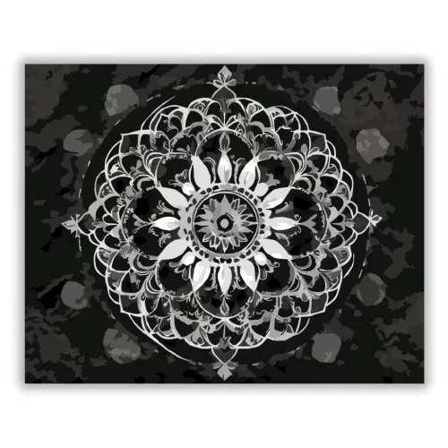 Fehér Mandala Kőhatással - számfestő készlet - Számfestő.hu - 40×50cm - Keret nélkül