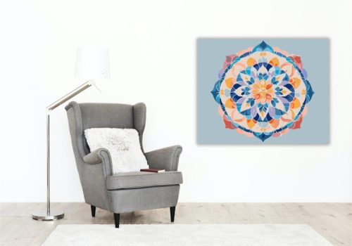 Pasztell Virágzó Mandala - számfestő készlet - Számfestő.hu - 40×50cm - keret nélkül