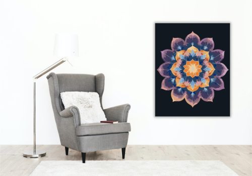 Ragyogó Kozmikus Mandala - számfestő készlet - Számfestő.hu - 40×50cm - keretre feszítve