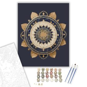 Arany Mandala Kék Alapon - számfestő készlet - Számfestő.hu - 40×50cm - keret nélkül