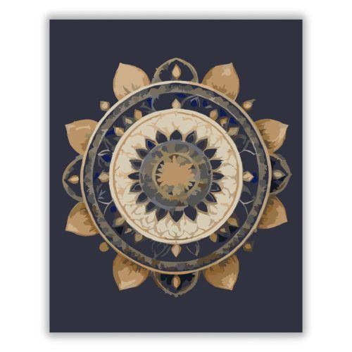 Arany Mandala Kék Alapon - Számfestő.hu