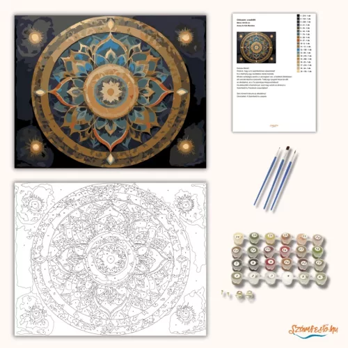 Arany és Kék Mandala - számfestő készlet - Számfestő.hu - 50×60cm - Keret nélkül