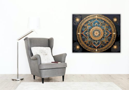 Arany és Kék Mandala - számfestő készlet - Számfestő.hu - 40×50cm - keret nélkül