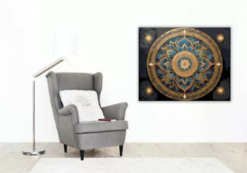 Arany és Kék Mandala - számfestő készlet - Számfestő.hu - 40×50cm - Keret nélkül