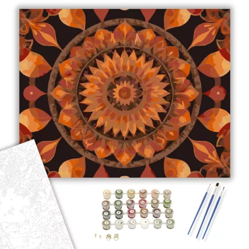 Tüzes Mandala Átalakulás Mintával - számfestő készlet - Számfestő.hu - 40×50cm - keret nélkül