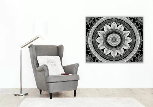 Ezüstös Mandala Szimmetriával - számfestő készlet - Számfestő.hu - 40×50cm - Keret nélkül