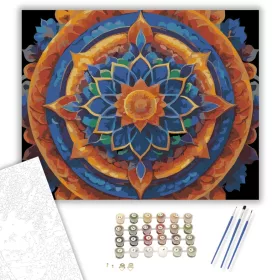 Szivárványos Csakra Mandala - számfestő készlet - Számfestő.hu - 40×50cm - keret nélkül