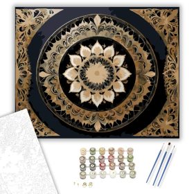 Arany Csipkés Mandala - számfestő készlet - Számfestő.hu - 40×50cm - keret nélkül