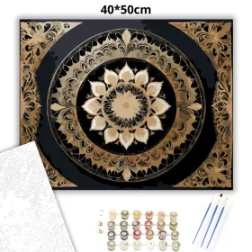 Arany Csipkés Mandala - számfestő készlet - Számfestő.hu - 40×50cm - Keret nélkül