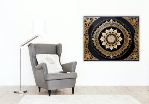 Arany Csipkés Mandala - számfestő készlet - Számfestő.hu - 40×50cm - keretre feszítve