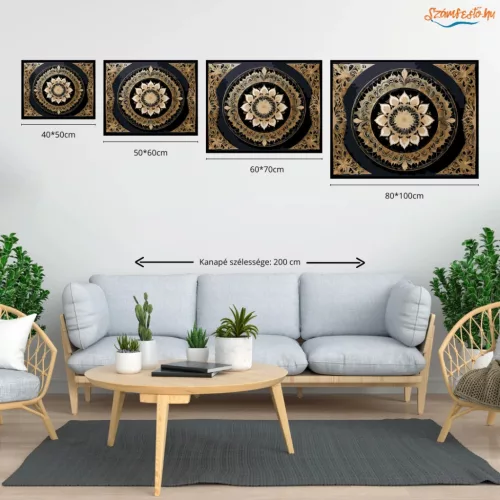 Arany Csipkés Mandala - számfestő készlet - Számfestő.hu - 40×50cm - Keret nélkül