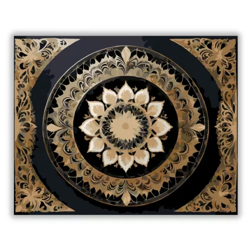 Arany Csipkés Mandala - számfestő készlet - Számfestő.hu - 40×50cm - Keret nélkül