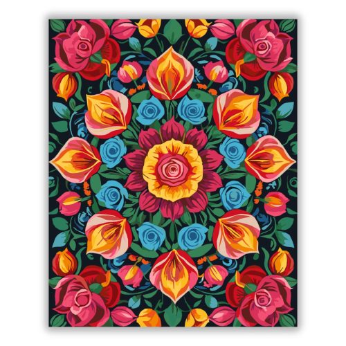 Virágos Mandala Rózsákkal és Tulipánokkal - Számfestő.hu