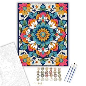 Tavaszi Virág Mandala - számfestő készlet - Számfestő.hu - 40×50cm - keret nélkül