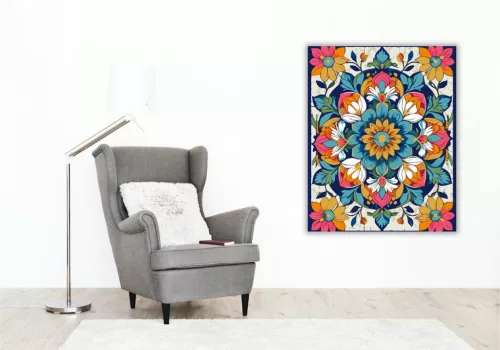 Tavaszi Virág Mandala - számfestő készlet - Számfestő.hu - 40×50cm - keret nélkül