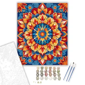 Tüzes Mandala Élénk Színkombinációval - számfestő készlet - Számfestő.hu - 40×50cm - keret nélkül