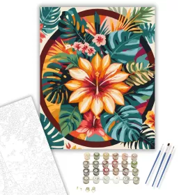 Trópusi Mandala Palmalevelekkel - számfestő készlet - Számfestő.hu - 40×50cm - keret nélkül