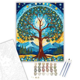 Életfa Mandala Csillagokkal - számfestő készlet - Számfestő.hu - 40×50cm - keret nélkül