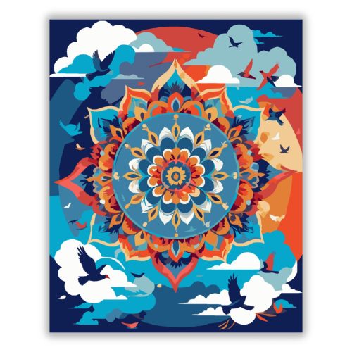 Égbolt Mandala Felhőkkel és Madarakkal - Számfestő.hu
