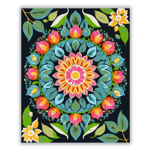 Természet ihlette Mandala Virágokkal - Számfestő.hu