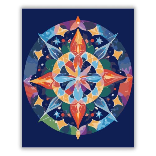 Csillag Mandala Élénk Színekkel - Számfestő.hu
