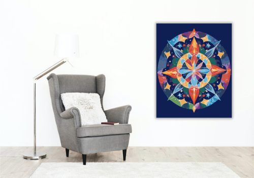 Csillag Mandala Élénk Színekkel - számfestő készlet - Számfestő.hu - 80×100cm - keretre feszítve