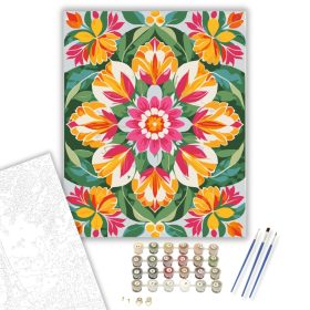 Tavaszi Virág Mandala - számfestő készlet - Számfestő.hu - 40×50cm - keret nélkül