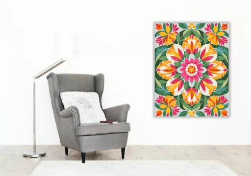 Tavaszi Virág Mandala - számfestő készlet - Számfestő.hu - 50×60cm - keret nélkül