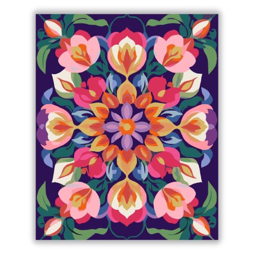 Virágoskert Mandala Rózsákkal és Tulipánokkal - Számfestő.hu