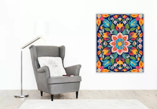 Tavaszi Virágbimbós Mandala - számfestő készlet - Számfestő.hu - 40×50cm - keret nélkül