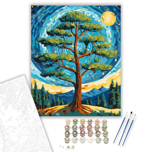 Van Gogh Stílusú Csillagos Mandala - számfestő készlet - Számfestő.hu - 50×60cm - keret nélkül