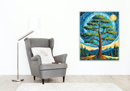 Van Gogh Stílusú Csillagos Mandala - számfestő készlet - Számfestő.hu - 40×50cm - keret nélkül