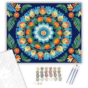 Természet Mandala Virágokkal és Levelekkel - számfestő készlet - Számfestő.hu - 40×50cm - keret nélkül