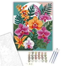 Trópusi Orchidea Mandala - számfestő készlet - Számfestő.hu - 40×50cm - keret nélkül