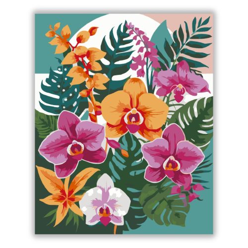 Trópusi Orchidea Mandala - számfestő készlet - Számfestő.hu