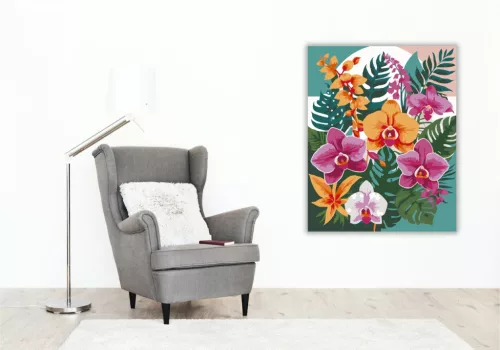 Trópusi Orchidea Mandala - számfestő készlet - Számfestő.hu - 40×50cm - keret nélkül