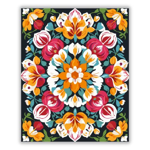 Virágos Mandala Rózsákkal és Tulipánokkal - Számfestő.hu