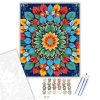 Természet ihlette Mandala Levelekkel és Virágokkal - számfestő készlet - Számfestő.hu - 60×70cm - keret nélkül