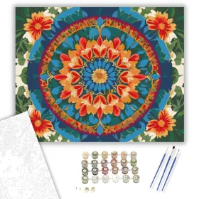 Színes Virág Mandala - számfestő készlet - Számfestő.hu - 40×50cm - keret nélkül