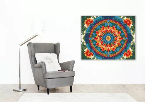 Színes Virág Mandala - számfestő készlet - Számfestő.hu - 40×50cm - keret nélkül