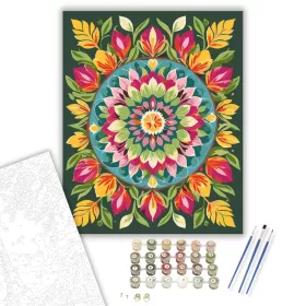 Tavaszi Virágos Mandala Élénk Színekkel - számfestő készlet - Számfestő.hu - 40×50cm - keret nélkül
