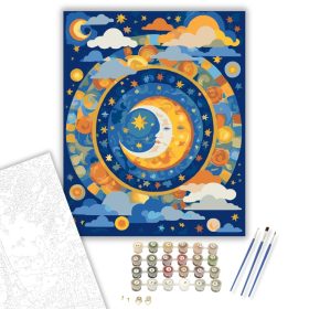 Nap és Hold Mandala Élénk Színekkel - számfestő készlet - Számfestő.hu - 40×50cm - keret nélkül