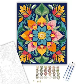 Természet Ihlette Mandala Virágokkal és Levelekkel - számfestő készlet - Számfestő.hu - 40×50cm - keret nélkül