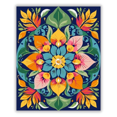 Természet Ihlette Mandala Virágokkal és Levelekkel - Számfestő.hu