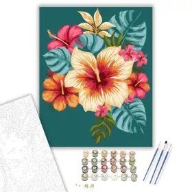 Trópusi Mandala Hibiszkusz Virágokkal - számfestő készlet - Számfestő.hu - 40×50cm - keret nélkül