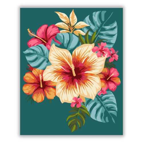 Trópusi Mandala Hibiszkusz Virágokkal - Számfestő.hu