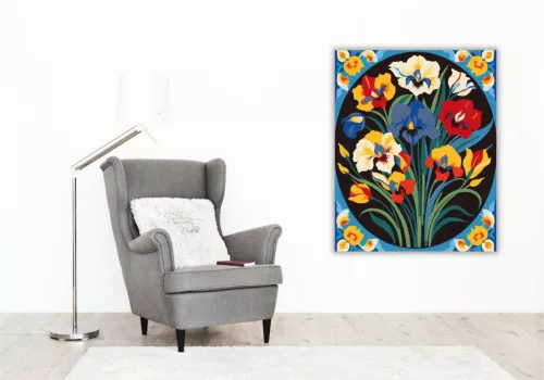 Irises Mandala Van Gogh Stílusban - számfestő készlet - Számfestő.hu - 40×50cm - keret nélkül