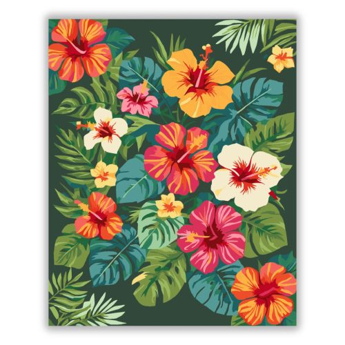 Trópusi Hibiszkusz és Lomb Mandala - Számfestő.hu