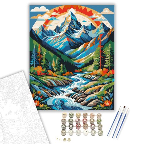 Hegyi Táj Mandala - számfestő készlet - Számfestő.hu - 40×50cm - keret nélkül