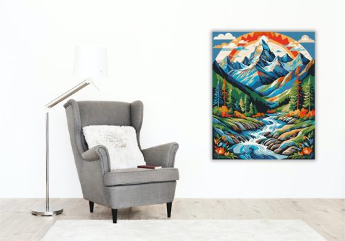 Hegyi Táj Mandala - számfestő készlet - Számfestő.hu - 40×50cm - keret nélkül